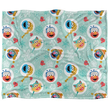 Front - Sesame Street Silky Character Heads Festival Supersoft Blanket