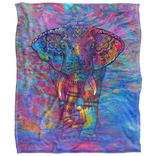 Front - Royce McClure Silky Bohemian Elephant Supersoft Blanket