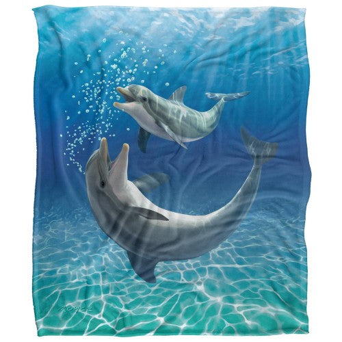 Front - Royce McClure Silky Dolphin Bubbles Supersoft Blanket