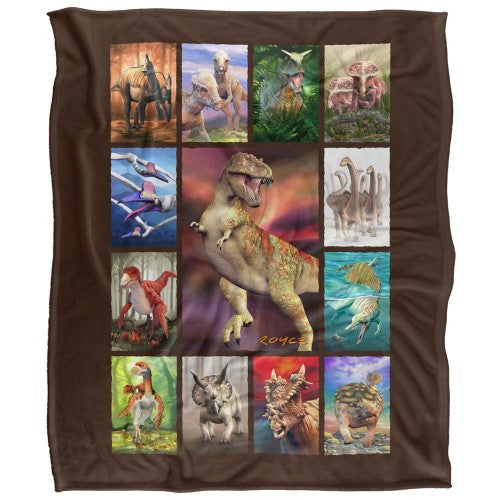 Front - Royce McClure Silky Dino Mosaic Supersoft Blanket
