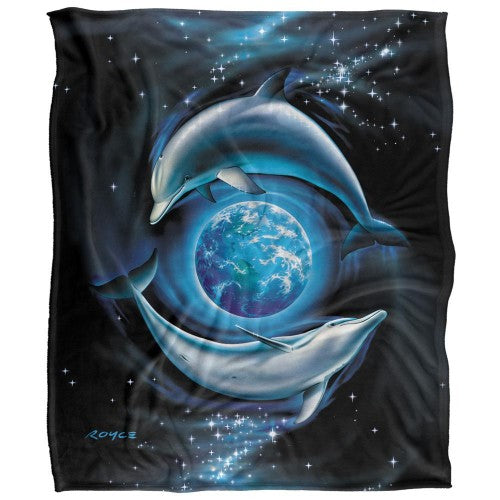 Front - Royce McClure Silky Dolphin Planet Supersoft Blanket