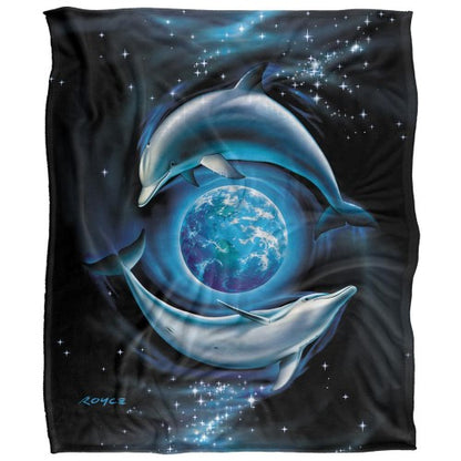 Front - Royce McClure Silky Dolphin Planet Supersoft Blanket