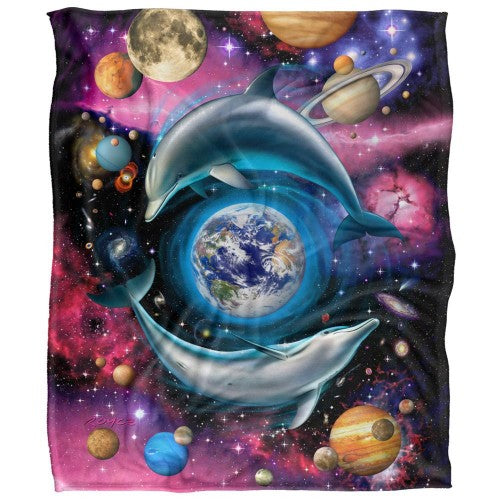 Front - Royce McClure Silky Dolphin Universe Supersoft Blanket