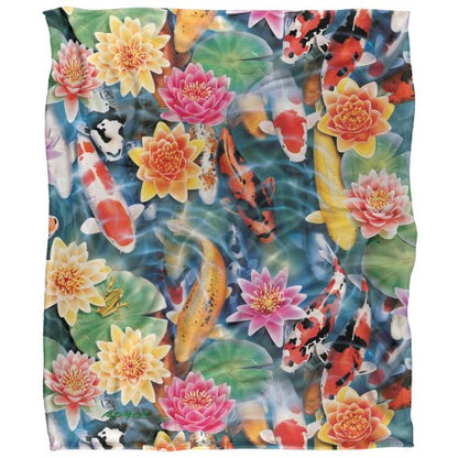 Front - Royce McClure Silky Koi Fish Garden Supersoft Blanket