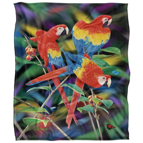 Front - Royce McClure Silky Macaws Supersoft Blanket
