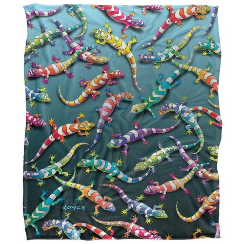 Front - Royce McClure Silky Rainbow Geckos Supersoft Blanket