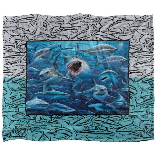 Front - Royce McClure Silky Great White Shark Frame Supersoft Blanket