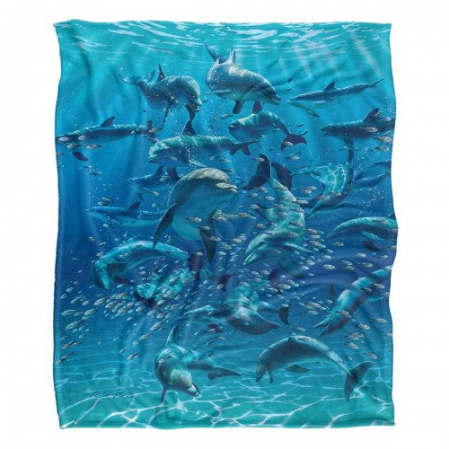 Front - Royce McClure Silky Dolphin Waves Supersoft Blanket