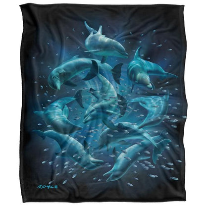 Front - Royce McClure Silky Dolphin Twister Dark Water Supersoft Blanket
