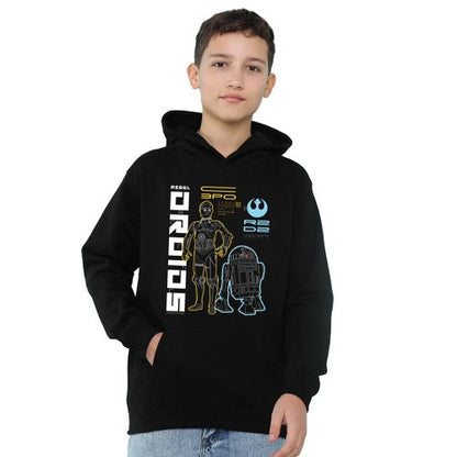 Front - Star Wars Childrens/Kids Rebel Droids Hoodie