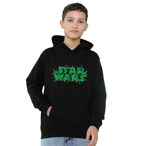 Front - Star Wars Childrens/Kids Christmas Lights Logo Hoodie