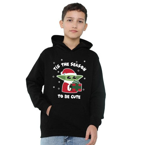 Front - Star Wars The Mandalorian Childrens/Kids Tis The Christmas Season Grogu Hoodie
