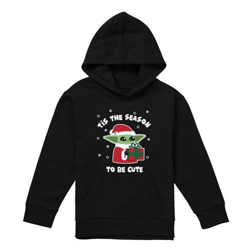 Front - Star Wars The Mandalorian Childrens/Kids Tis The Christmas Season Grogu Hoodie