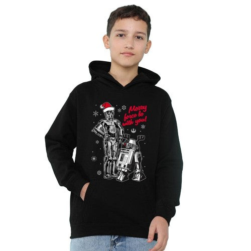 Front - Star Wars Childrens/Kids Merry Christmas Droids Hoodie