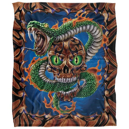 Front - JQ Licensing James Piazza Silky Flaming Skull Supersoft Blanket