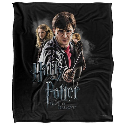 Front - Harry Potter And The Deathly Hallows Silky Cast Supersoft Blanket