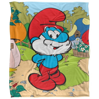 Front - The Smurfs Silky Papa Smurf Supersoft Blanket