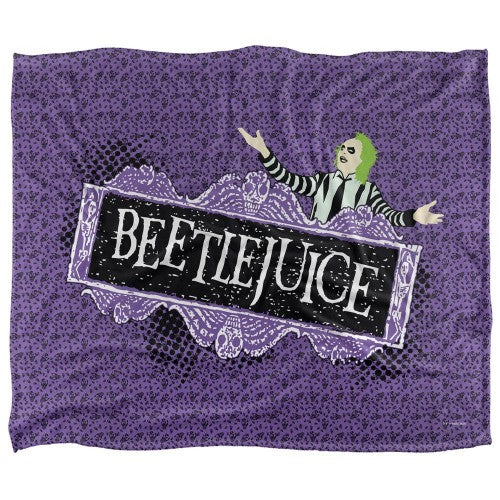 Front - Beetlejuice Silky Logo Supersoft Blanket