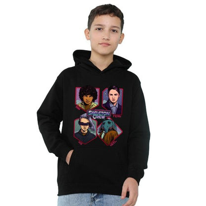 Front - Star Wars: Skeleton Crew Childrens/Kids Hero Badges Hoodie