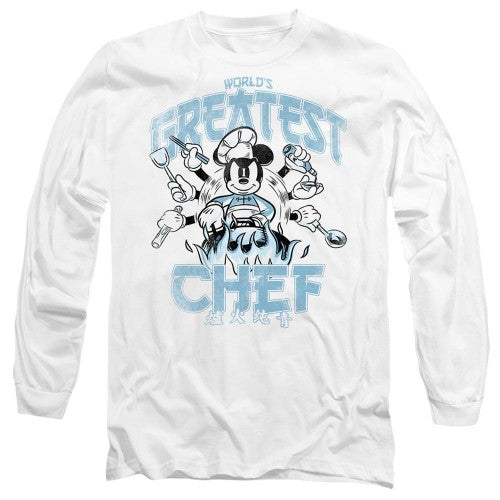 Front - Mickey & Friends Mens World´s Greatest Chef Long-Sleeved T-Shirt