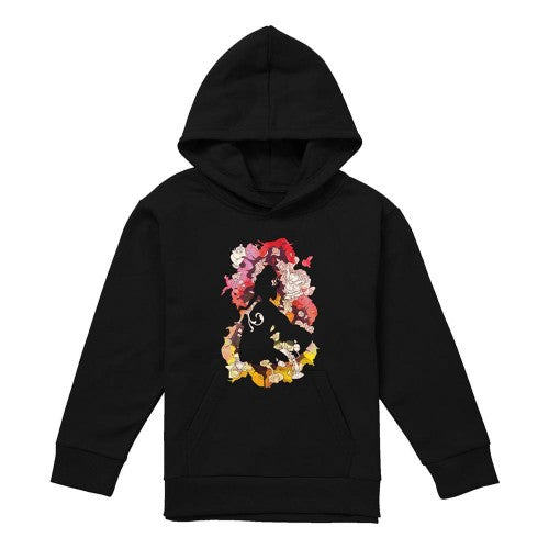 Front - Beauty And The Beast Childrens/Kids Belle Flower Silhouette Heather Hoodie