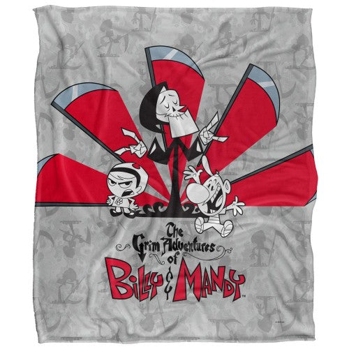 Front - The Grim Adventures Of Billy & Mandy Times Up Silky Supersoft Blanket