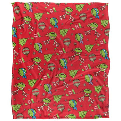 Front - TMNT Silky Patterned Christmas Supersoft Blanket