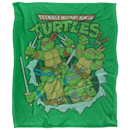 Front - TMNT Group Retro Silky Supersoft Blanket