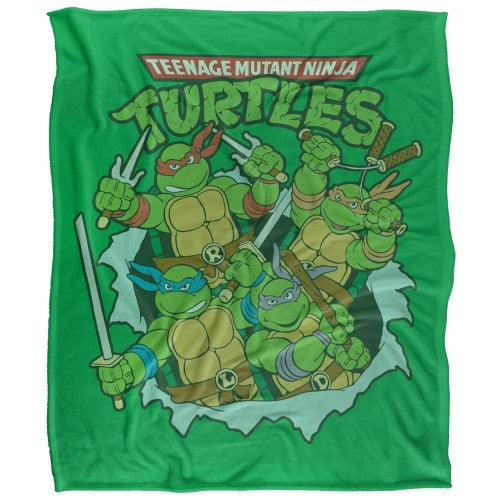 Front - TMNT Group Retro Silky Supersoft Blanket