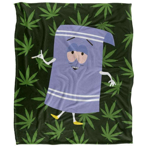 Front - South Park Silky Leaf Print Towelie Supersoft Blanket