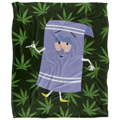 Front - South Park Silky Leaf Print Towelie Supersoft Blanket