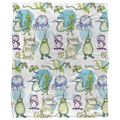 Front - Jim Henson Signature Collection Silky Monster Doodles Supersoft Blanket