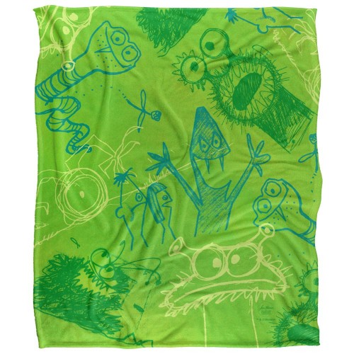Front - Jim Henson Signature Collection Green Monsters Silky Supersoft Blanket