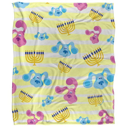 Front - Blue´s Clues Silky Patterned Blue Hanukkah Supersoft Blanket