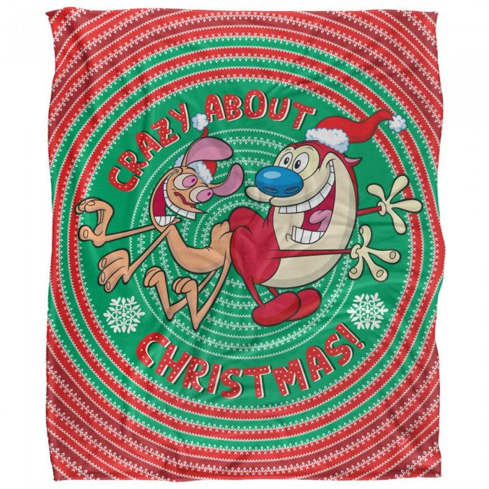 Front - Ren & Stimpy Crazy About Christmas Silky Supersoft Blanket