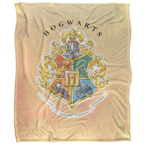 Front - Harry Potter Silky Hogwarts Crest Supersoft Blanket