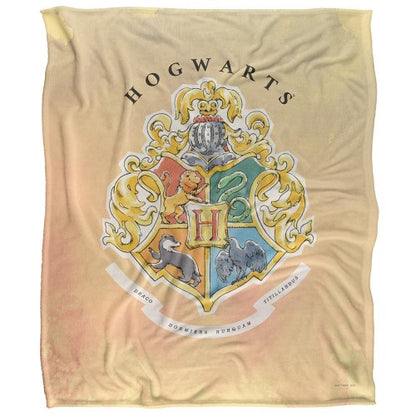 Front - Harry Potter Silky Hogwarts Crest Supersoft Blanket