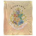 Front - Harry Potter Silky Hogwarts Crest Supersoft Blanket