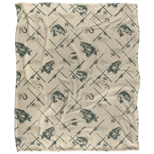 Front - JQ Licensing Silky Patterned Fishing Supersoft Blanket