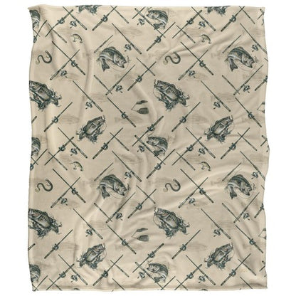 Front - JQ Licensing Silky Patterned Fishing Supersoft Blanket