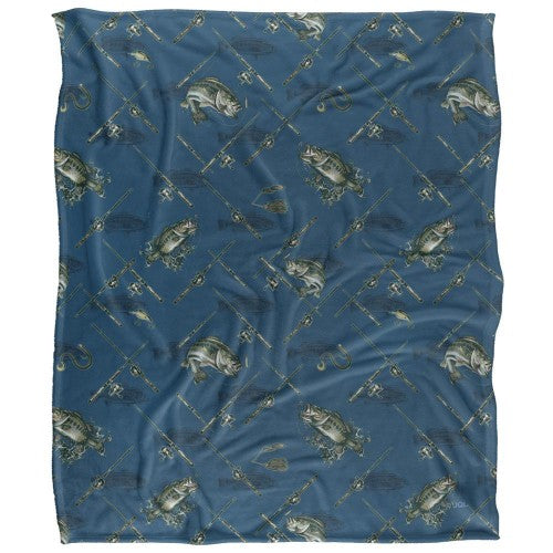 Front - JQ Licensing 2 Silky Patterned Fishing Supersoft Blanket