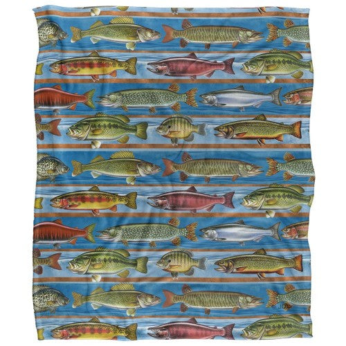 Front - JQ Licensing Silky Patterned Fishing Supersoft Blanket