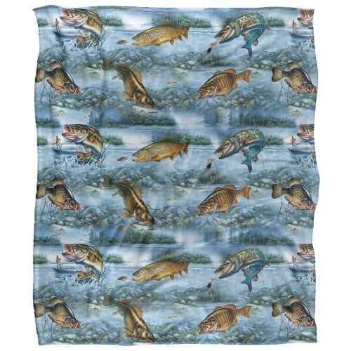 Front - JQ Licensing 2 Silky Patterned Fishing Supersoft Blanket