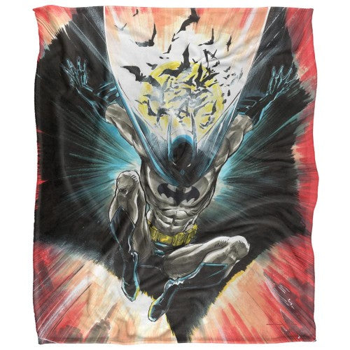 Front - Batman Silky Leaping Soft Touch Blanket