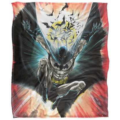 Front - Batman Silky Leaping Soft Touch Blanket
