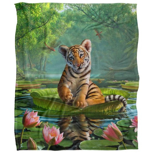 Front - JQ Licensing Jlo Silky Floral Tiger Supersoft Blanket