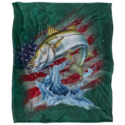 Front - JQ Licensing Patriotic Silky Snook Fishing Supersoft Blanket