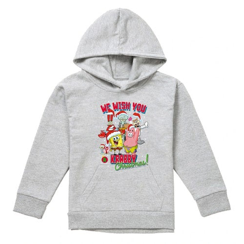 Front - SpongeBob SquarePants Childrens/Kids Crabby Christmas Heather Hoodie