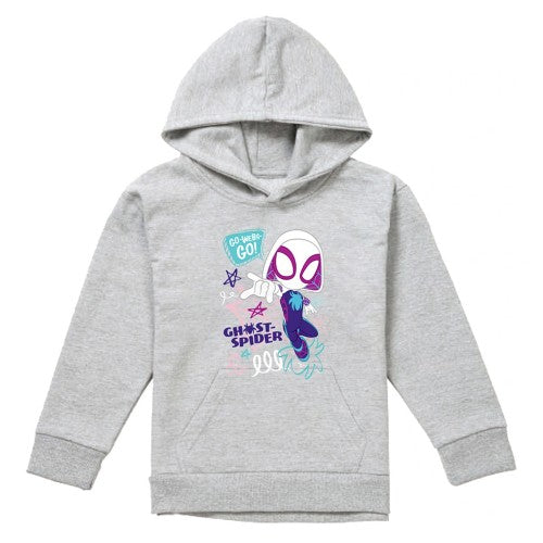 Front - Spidey And His Amazing Friends Childrens/Kids Go Webs Go Ghost-Spider Heather Pull Over Hoodie