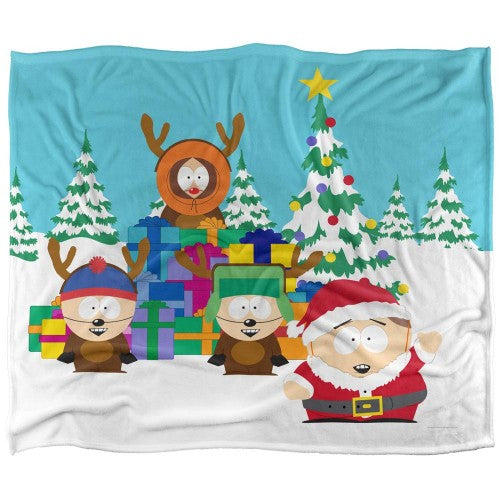 Front - South Park Cartman Santa Silky Reindeer Supersoft Blanket